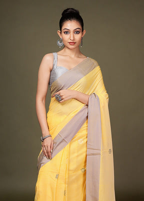 Yellow Matka Silk Saree With Blouse Piece