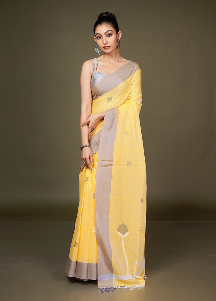 Yellow Matka Silk Saree With Blouse Piece