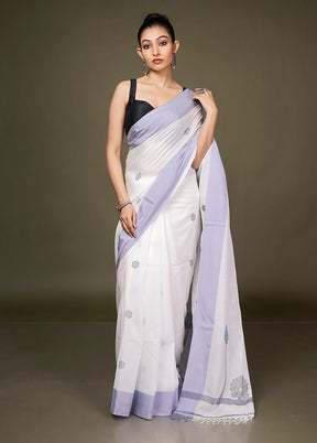 White Matka Silk Saree With Blouse Piece