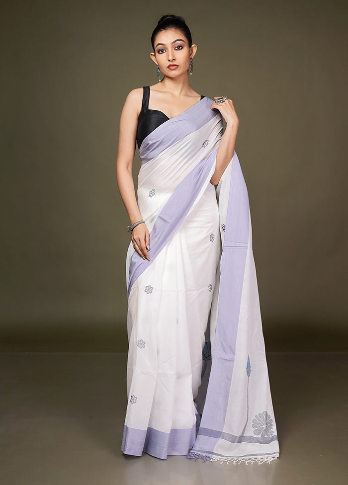 White Matka Silk Saree With Blouse Piece