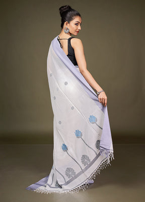 White Matka Silk Saree With Blouse Piece