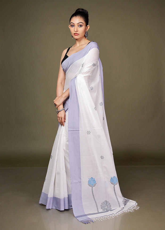 White Matka Silk Saree With Blouse Piece