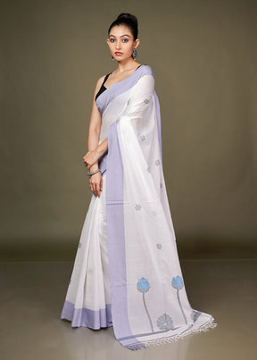 White Matka Silk Saree With Blouse Piece