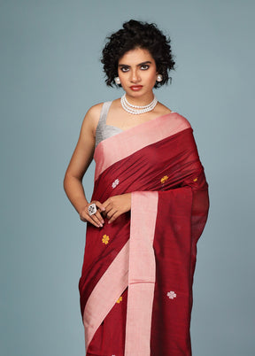 Pink Matka Silk Saree With Blouse Piece