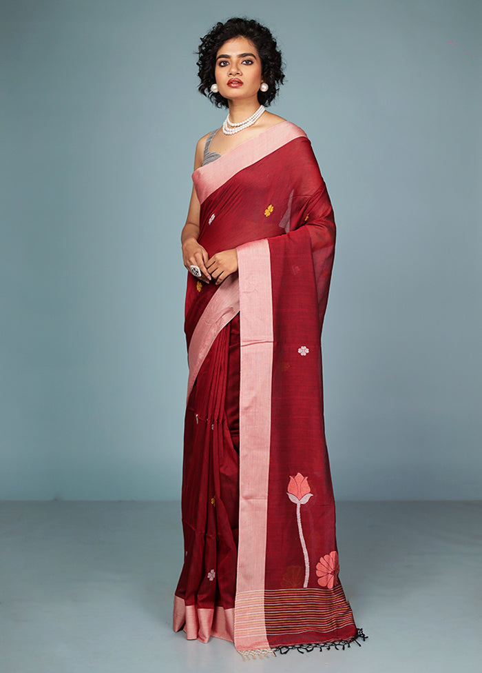 Pink Matka Silk Saree With Blouse Piece