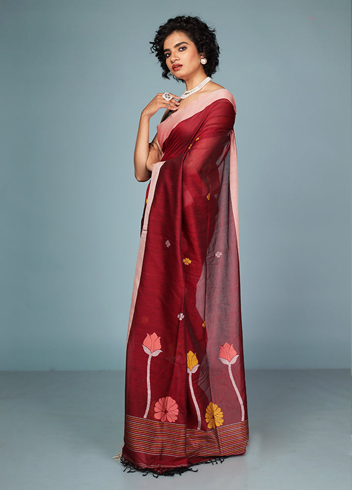 Pink Matka Silk Saree With Blouse Piece
