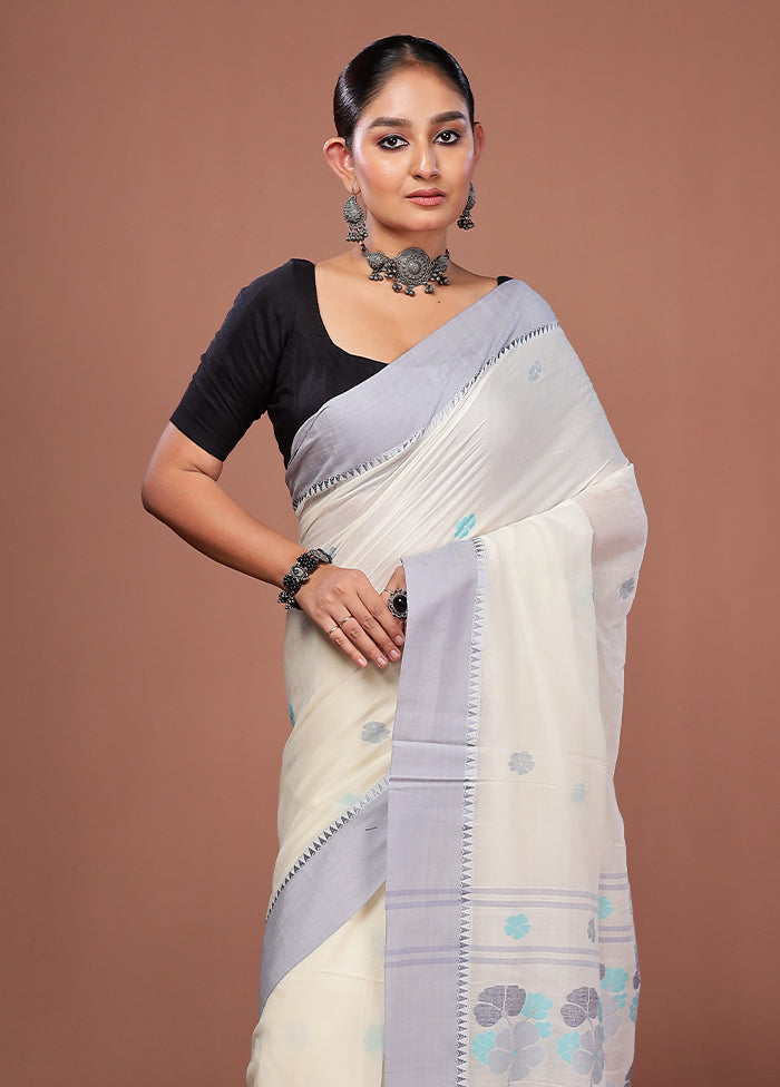 White Matka Silk Saree With Blouse Piece