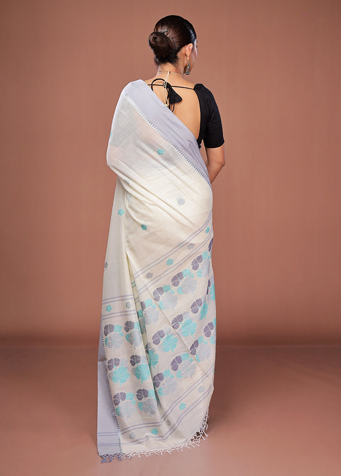 White Matka Silk Saree With Blouse Piece