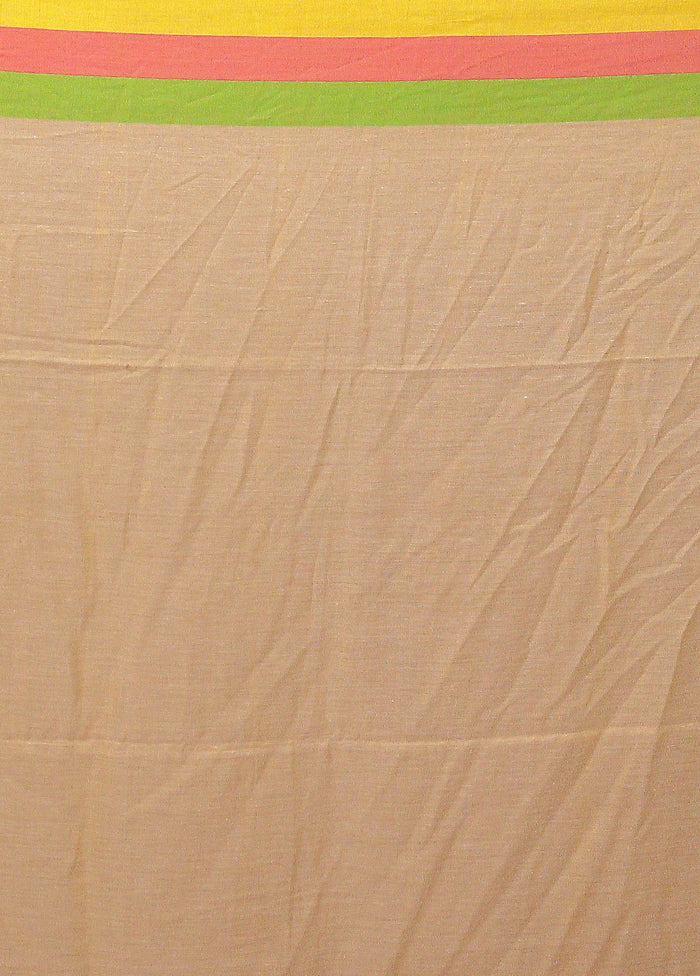 Cream Matka Silk Saree With Blouse Piece