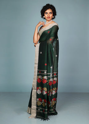 Green Matka Silk Saree With Blouse Piece