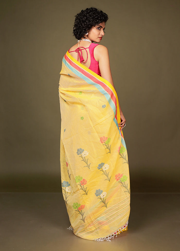 Yellow Matka Silk Saree Without Blouse Piece