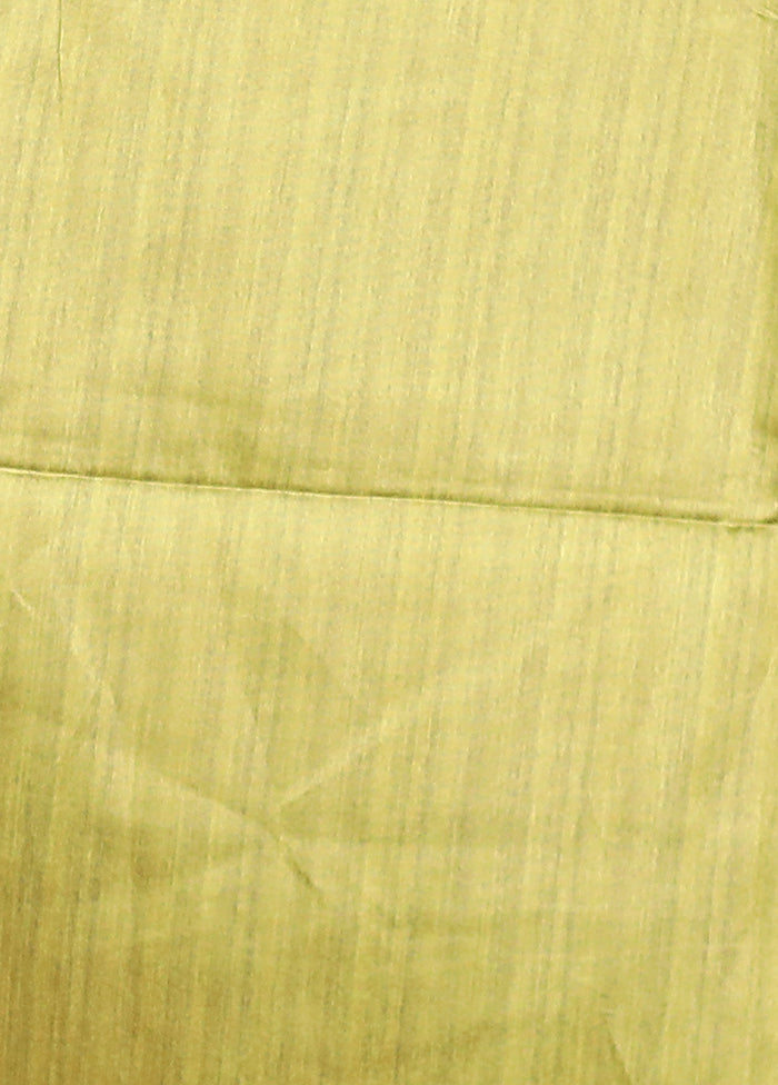 Green Tussar Silk Saree With Blouse Piece