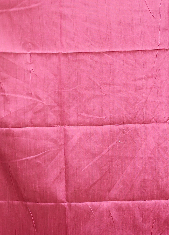 Pink Tussar Silk Saree With Blouse Piece