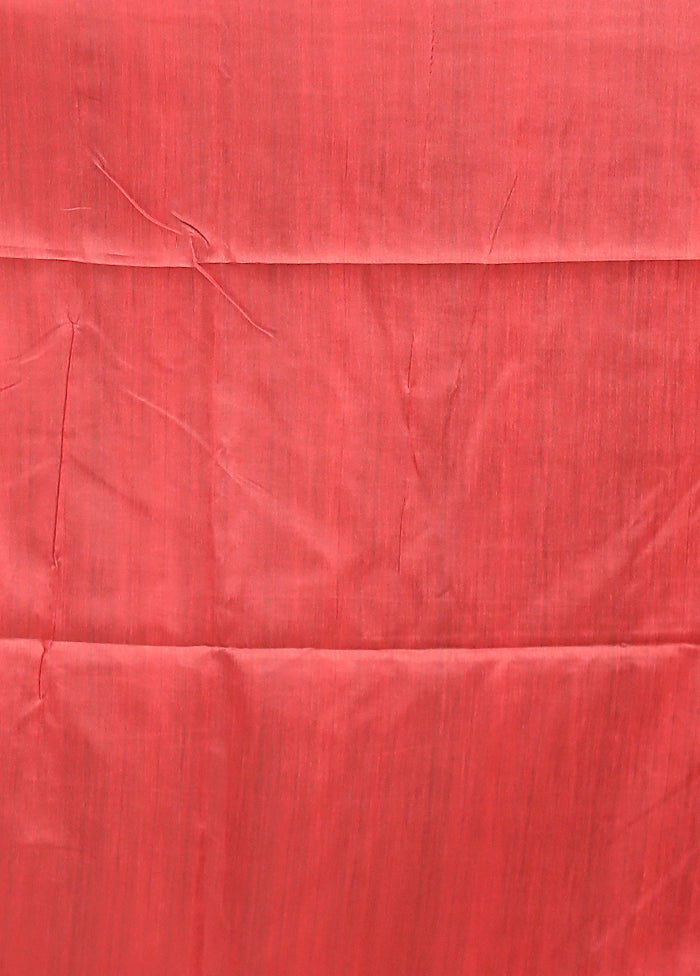 Rust Tussar Silk Saree With Blouse Piece