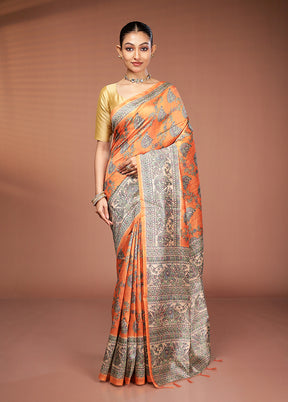 Yellow Tussar Silk Saree With Blouse Piece