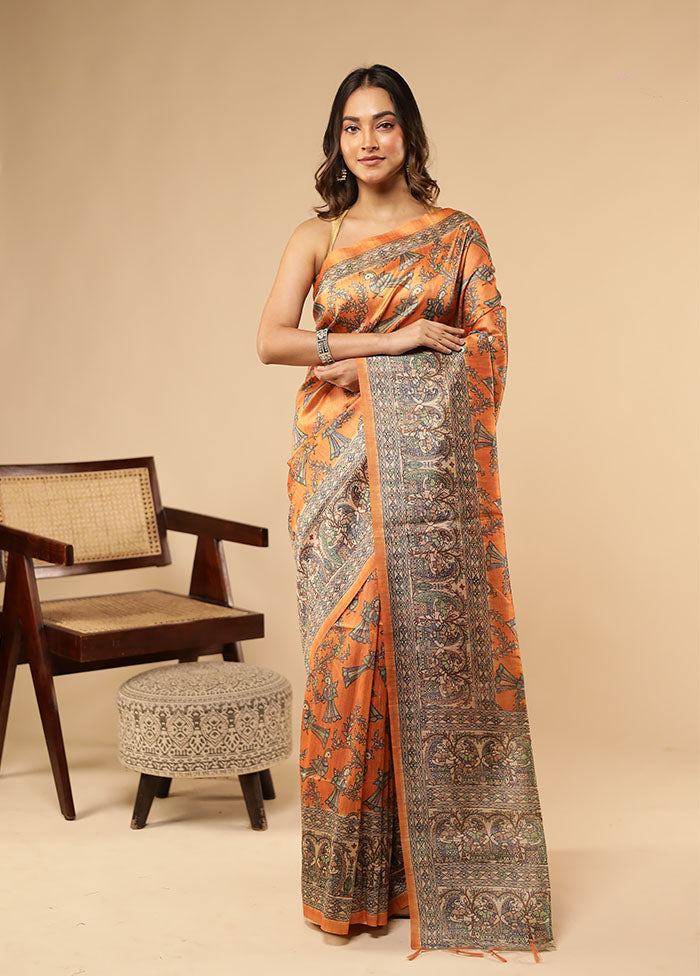 Yellow Tussar Silk Saree With Blouse Piece