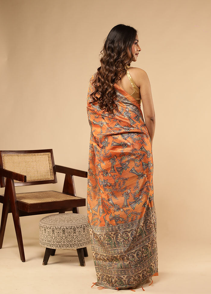 Yellow Tussar Silk Saree With Blouse Piece