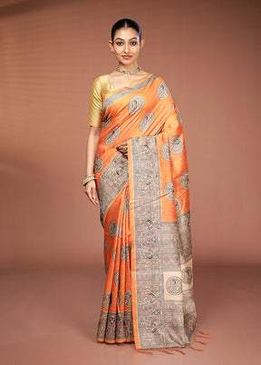 Yellow Tussar Silk Saree With Blouse Piece