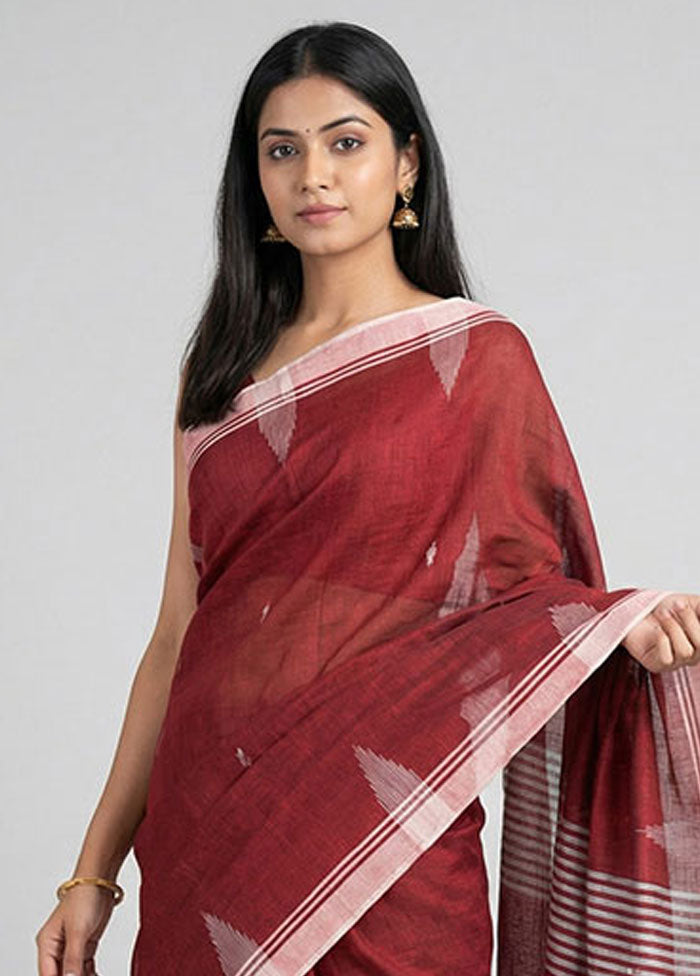 Maroon Matka Silk Saree With Blouse Piece