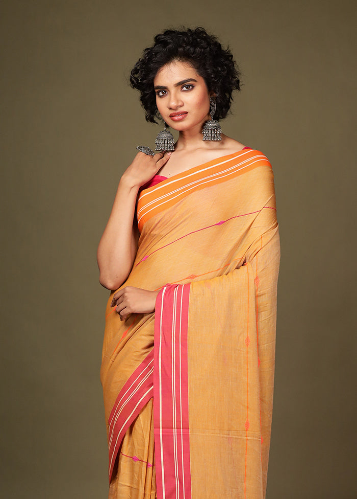 Rust Matka Silk Saree With Blouse Piece