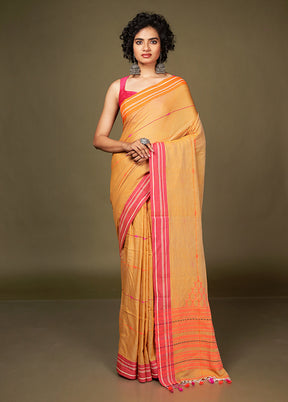 Rust Matka Silk Saree Without Blouse Piece