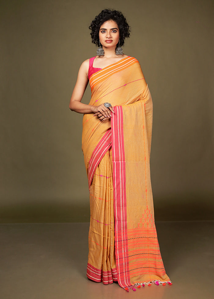 Rust Matka Silk Saree With Blouse Piece