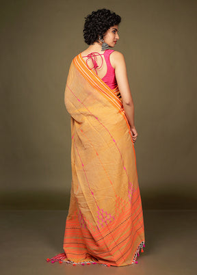 Rust Matka Silk Saree With Blouse Piece
