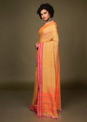 Rust Matka Silk Saree With Blouse Piece