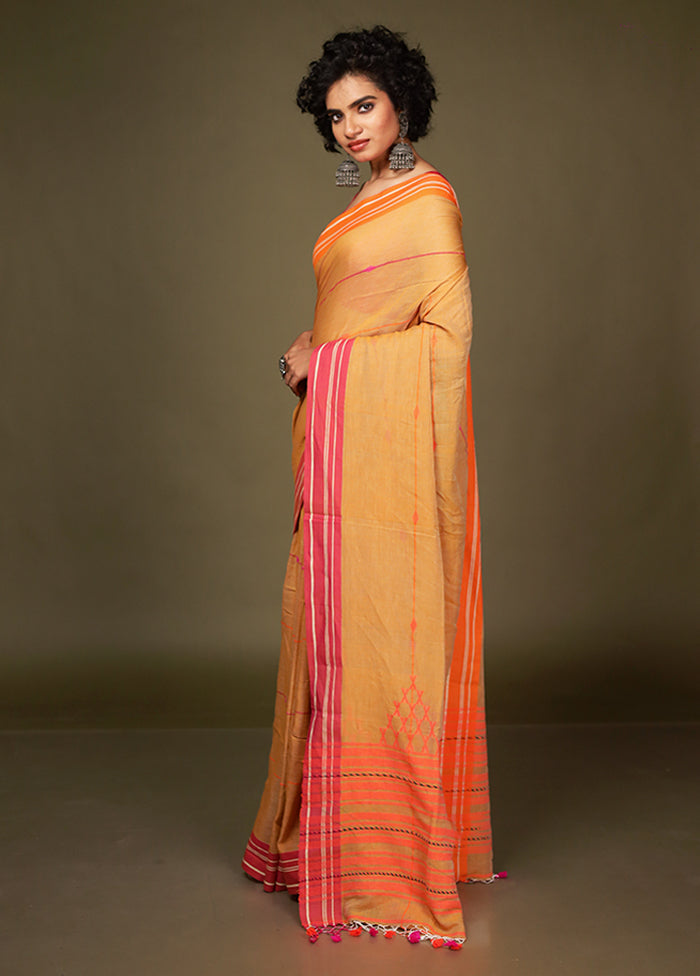 Rust Matka Silk Saree With Blouse Piece
