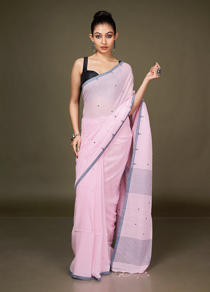 Pink Matka Silk Saree With Blouse Piece
