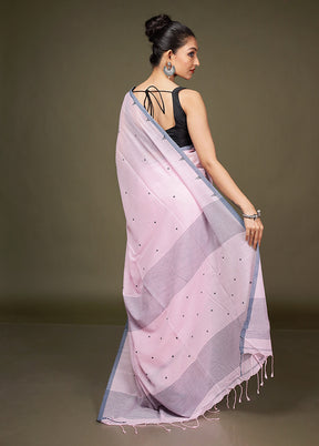 Pink Matka Silk Saree With Blouse Piece