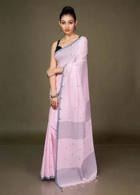 Pink Matka Silk Saree With Blouse Piece