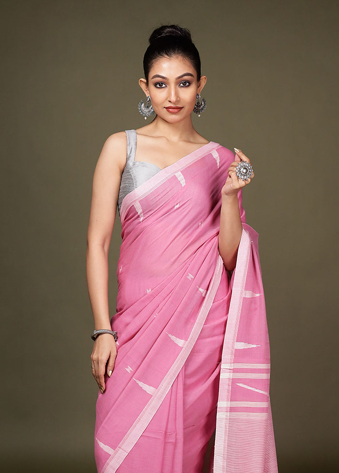 Pink Matka Silk Saree With Blouse Piece