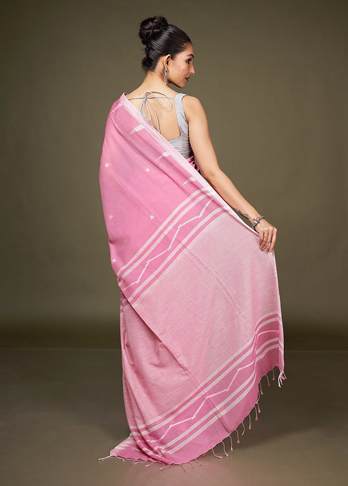 Pink Matka Silk Saree With Blouse Piece