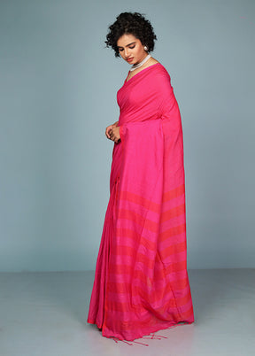 Pink Cotton Saree With Blouse Piece