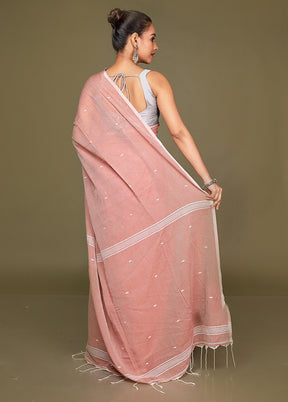 Rust Cotton Saree With Blouse Piece