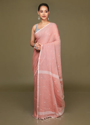 Rust Cotton Saree With Blouse Piece