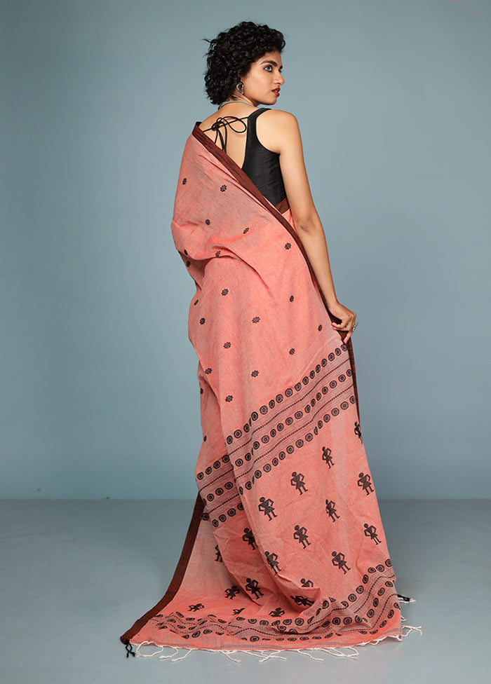 Pink Pure Cotton Saree Without Blouse Piece