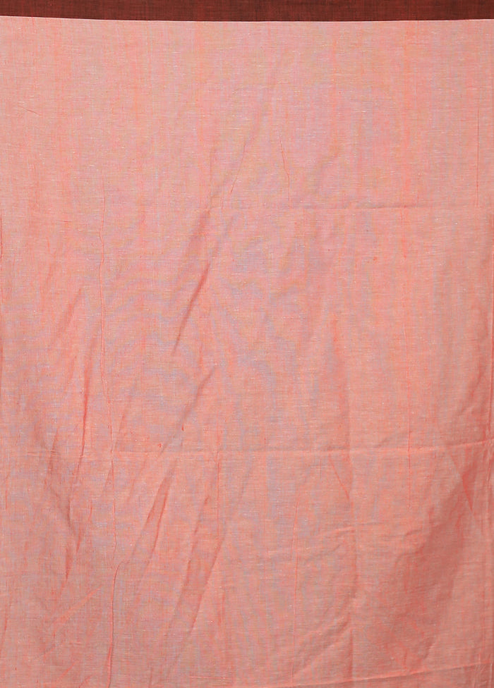 Pink Pure Cotton Saree With Blouse Piece