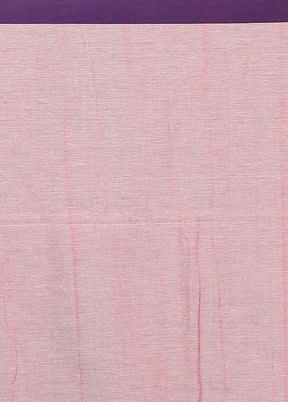 Pink Pure Cotton Saree With Blouse Piece