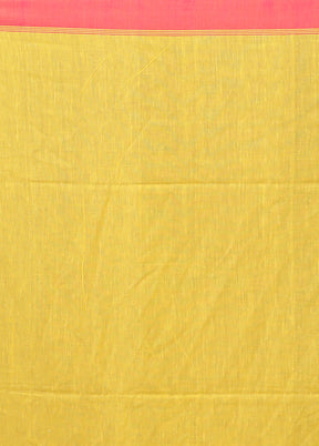 Yellow Pure Cotton Saree Without Blouse Piece