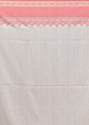 White Pure Cotton Saree With Blouse Piece