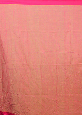 Peach Pure Cotton Saree With Blouse Piece