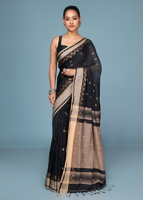 Black Cotton Saree With Blouse Piece