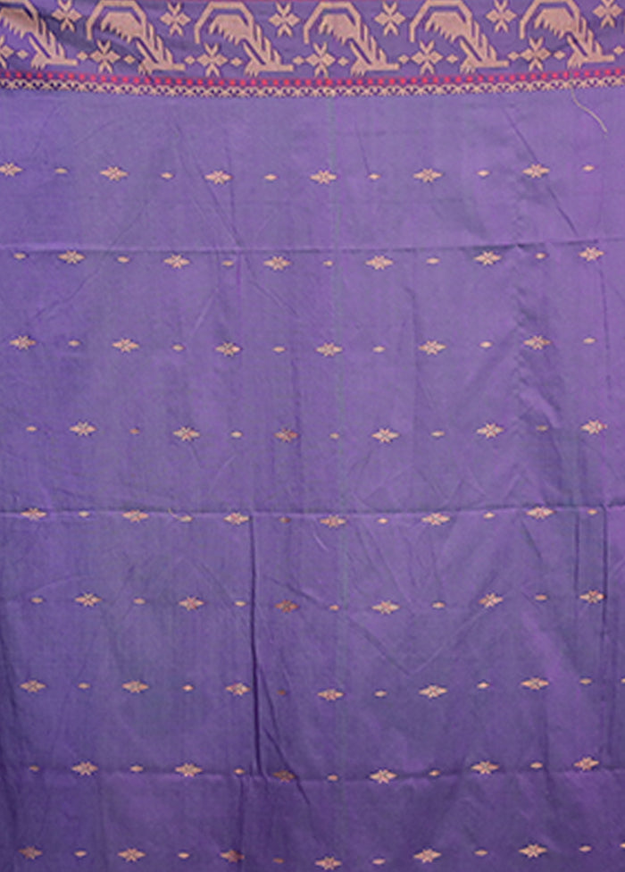 Purple Cotton Saree With Blouse Piece