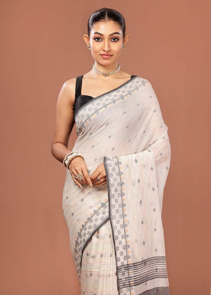 White Cotton Saree With Blouse Piece