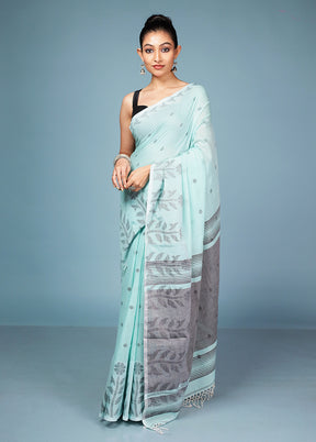 Grey Matka Silk Saree With Blouse Piece