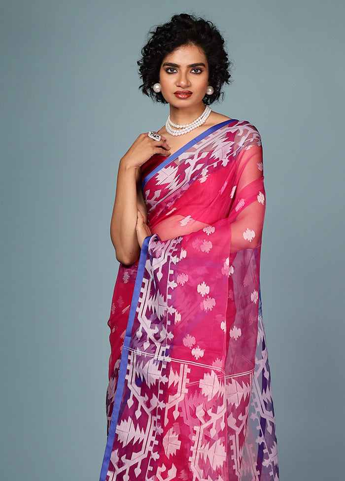 Pink Organza Saree Without Blouse Piece