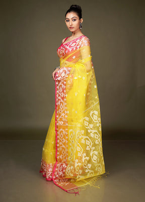 Yellow Organza Saree With Blouse Piece