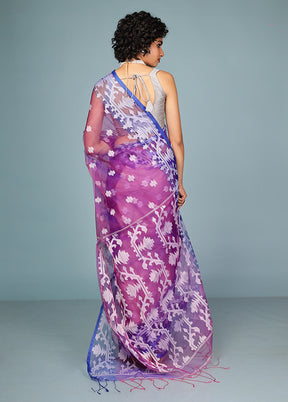 Purple Organza Saree Without Blouse Piece